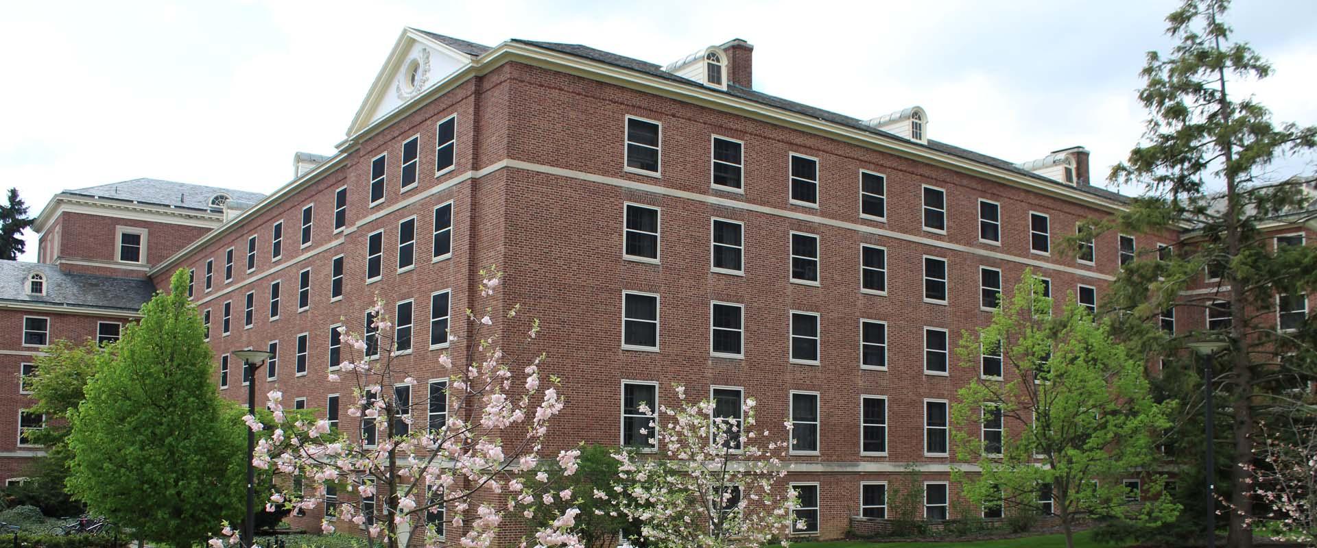 skyline view of a residence hall