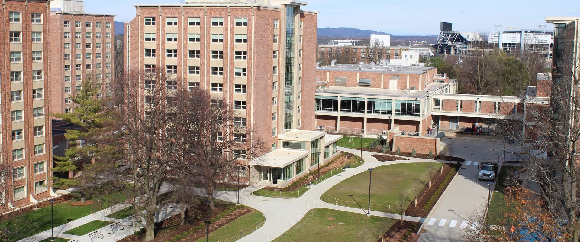 arial view of residence halls 