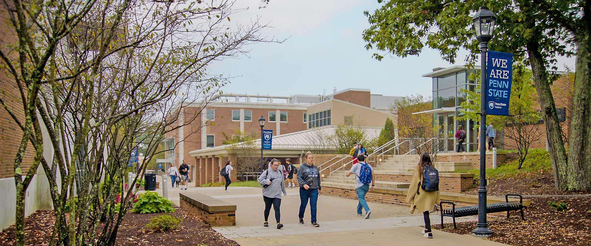 Students walk across campus at Penn State Hazleton